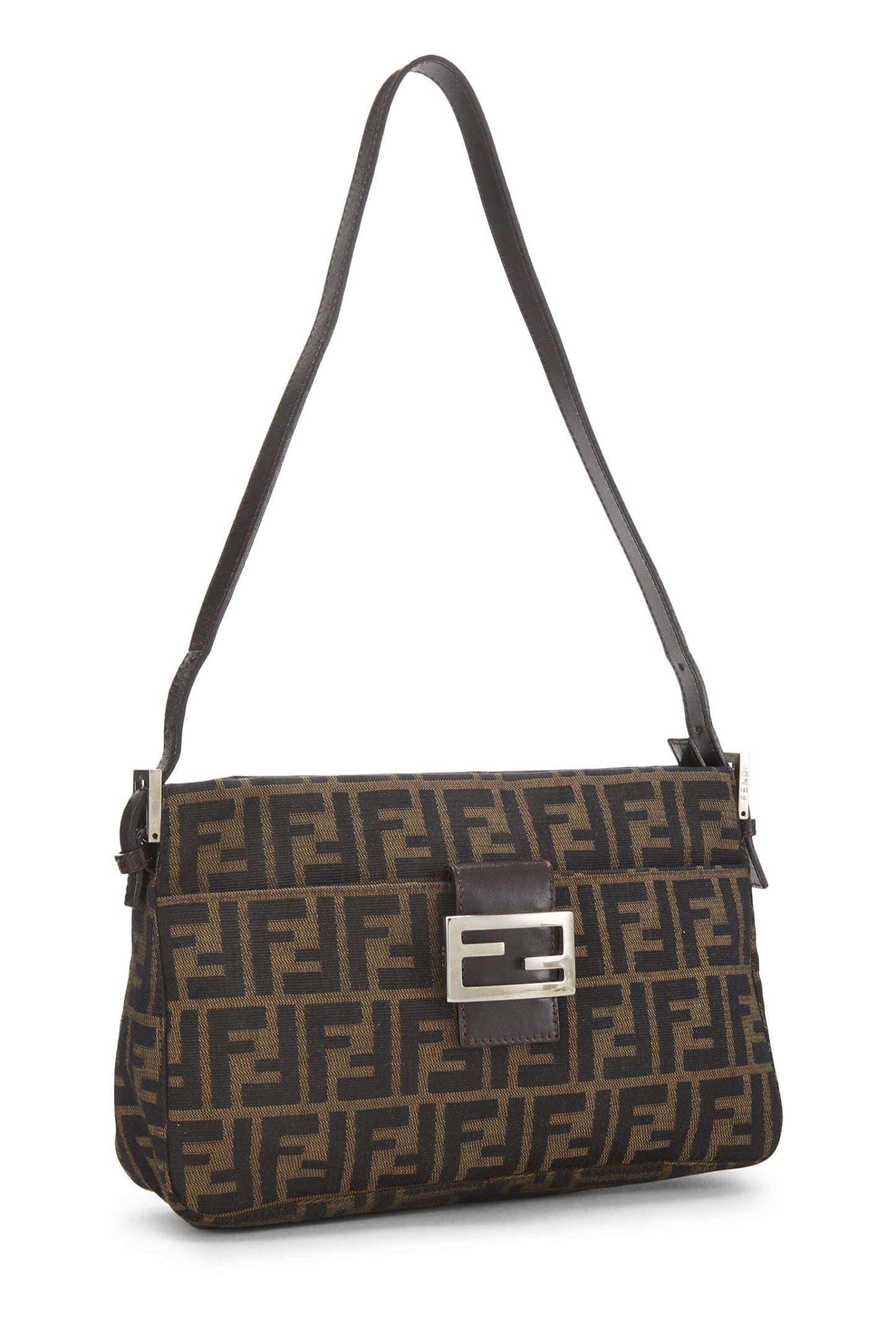 Fendi, sac à bandoulière en toile marron Zucca d'occasion, marron