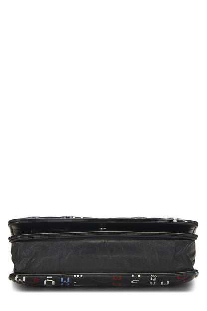 Chanel, portefeuille de centre de données en cuir d'agneau noir et multicolore sur chaîne (WOC), noir