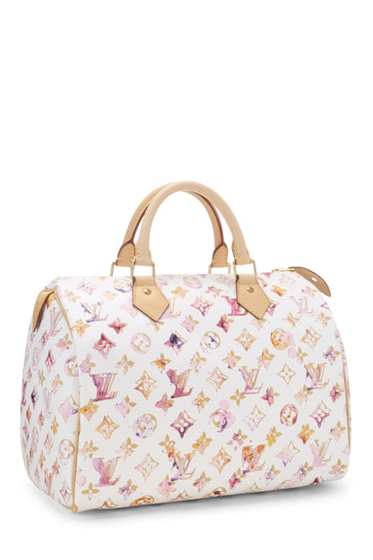 Louis Vuitton, Pre-Loved Richard Prince x Louis Vuitton Edición limitada Monograma Acuarela Speedy 30, Blanco