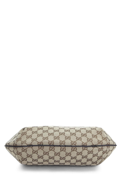 Gucci, sac messager rond en toile GG d'origine d'occasion, marron