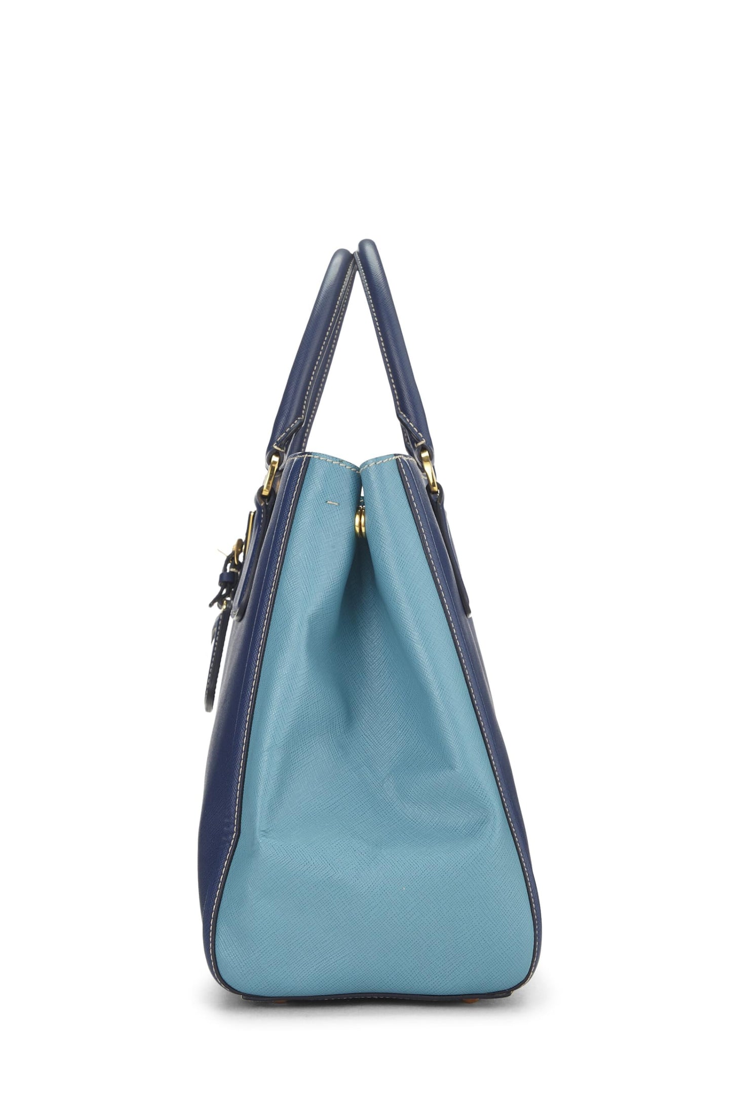 Prada, Bolso tote Saffiano bicolor azul Pre-Loved, Azul