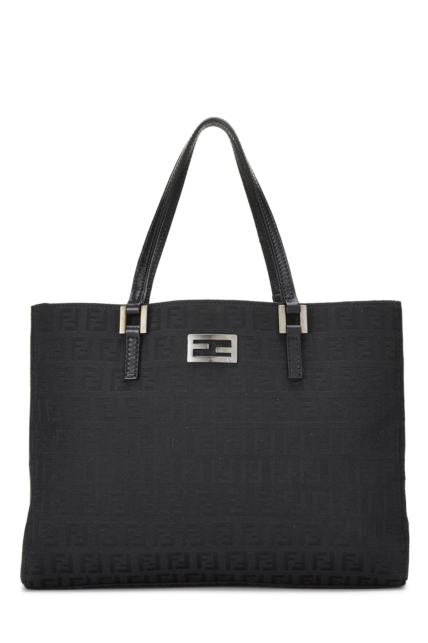 Fendi, sac fourre-tout en toile Zucchino noir d'occasion, petit modèle, noir