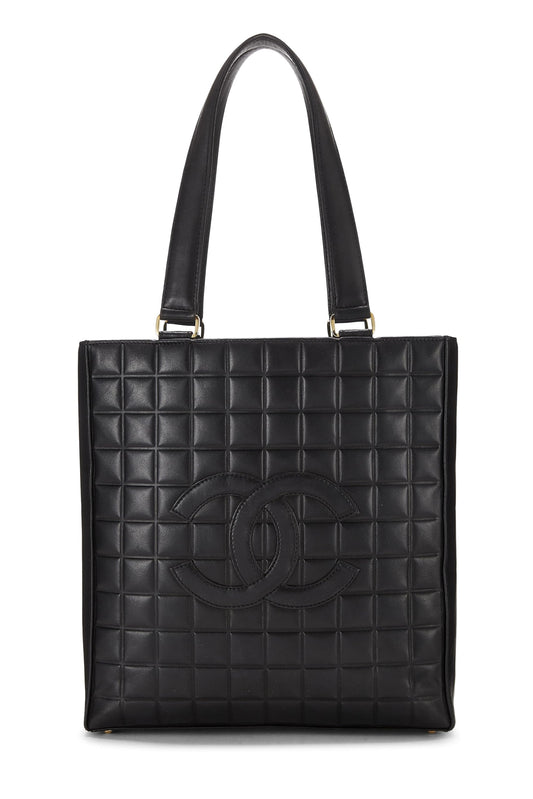 Chanel, sac fourre-tout en cuir d'agneau noir d'occasion, noir