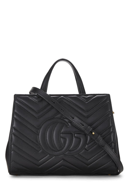 Gucci, sac à main GG Marmont en cuir noir d'occasion, petit modèle, noir