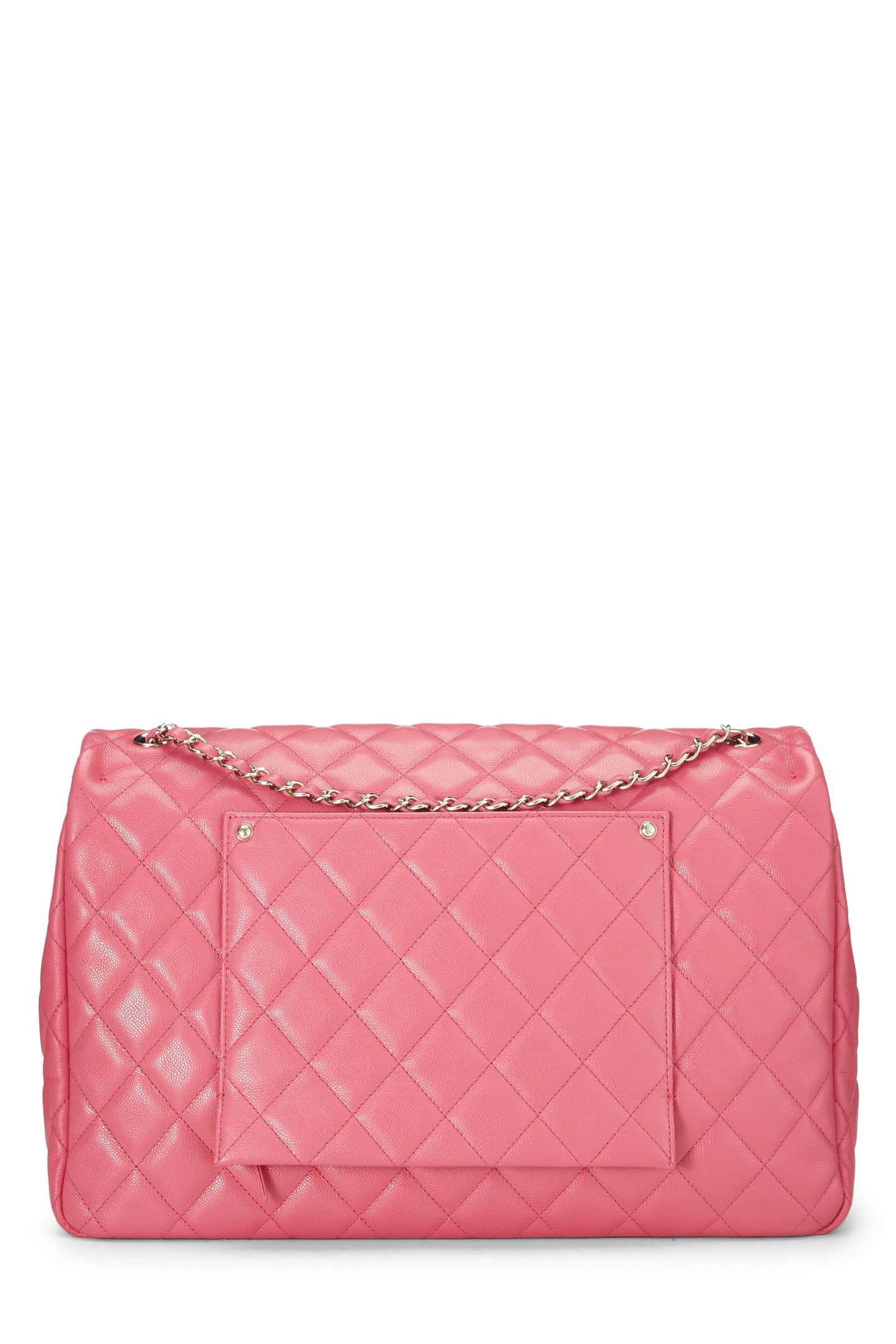 Chanel, sac à rabat rose caviar XL d'occasion, rose