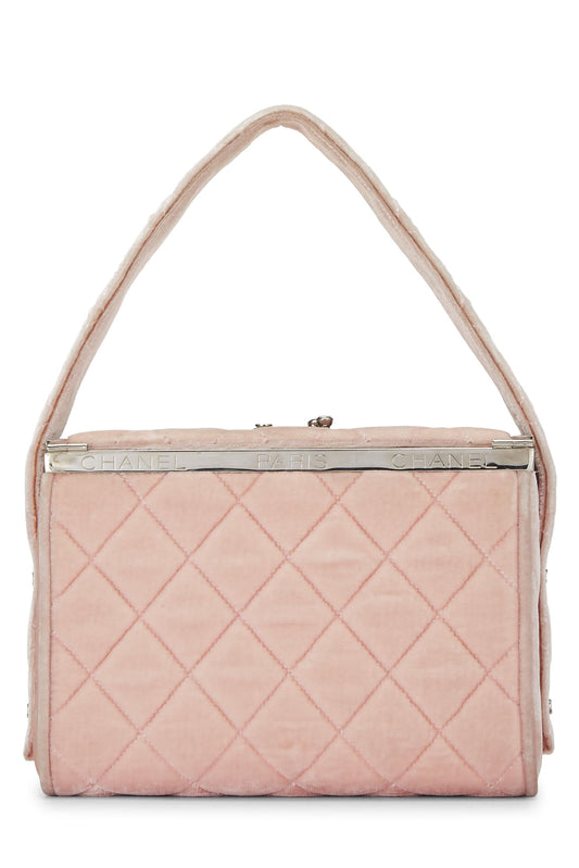 Chanel, Pre-Loved Pink Quilted Velvet Box Vanity Medium, Pink