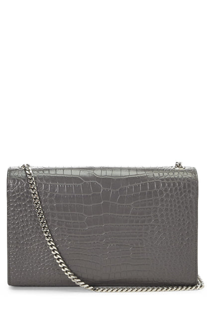 Yves Saint Laurent, Pre-Loved Grey Embossed Kate Tassel Medium, Grey