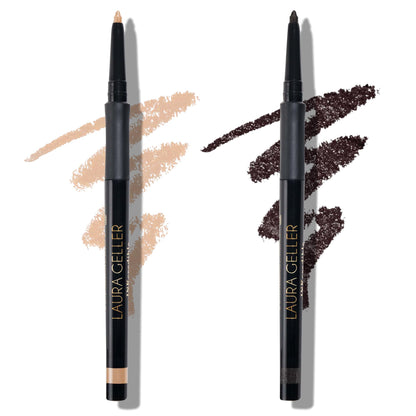 LAURA GELLER NEW YORK INKcredible Gel Eyeliner Duo - Beige to Beige and After Midnight - Waterproof Smudge-Proof Liner - Built in Sharpener