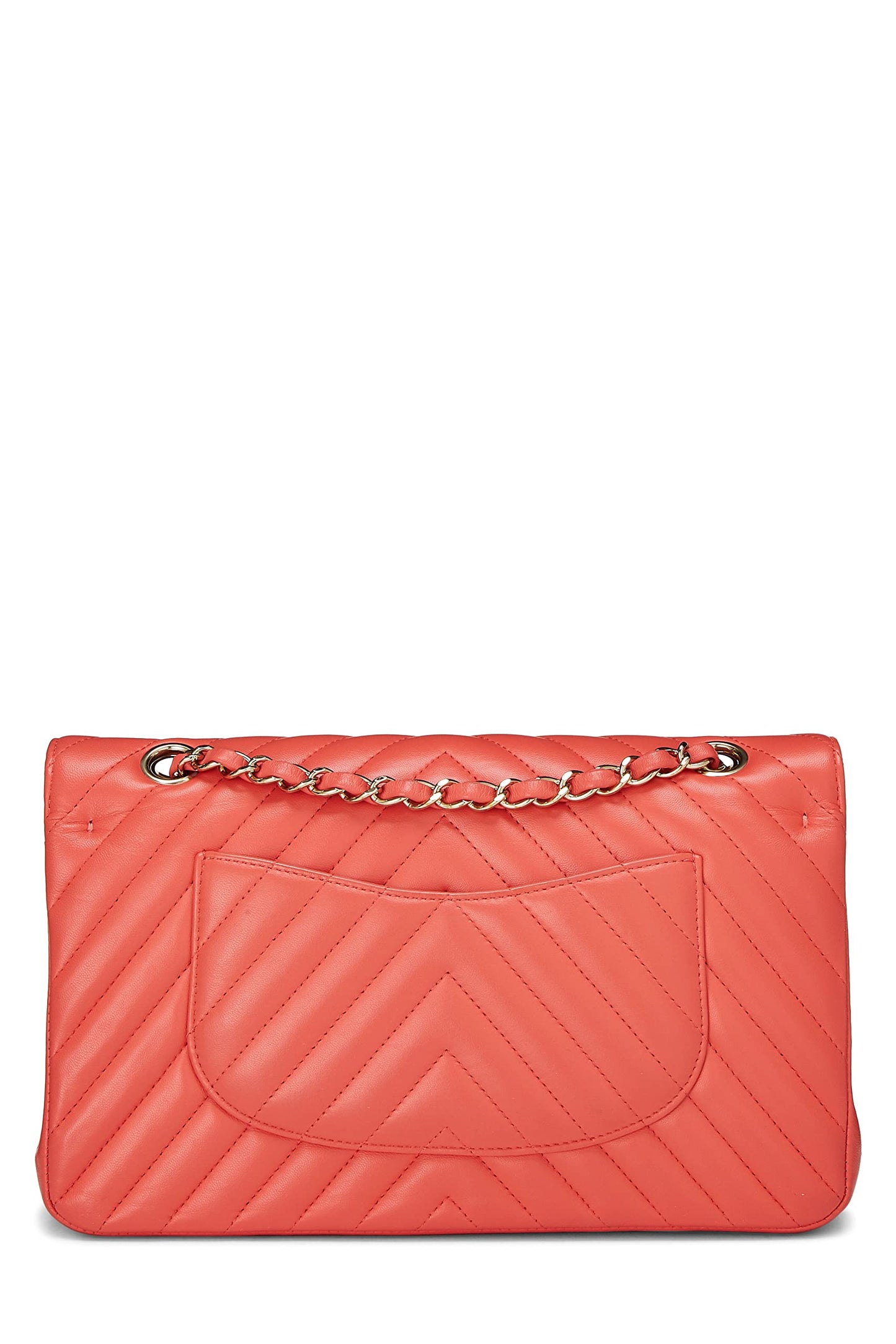 Chanel, Pre-Loved Pink Chevron Lambskin Classic Double Flap Medium, Pink