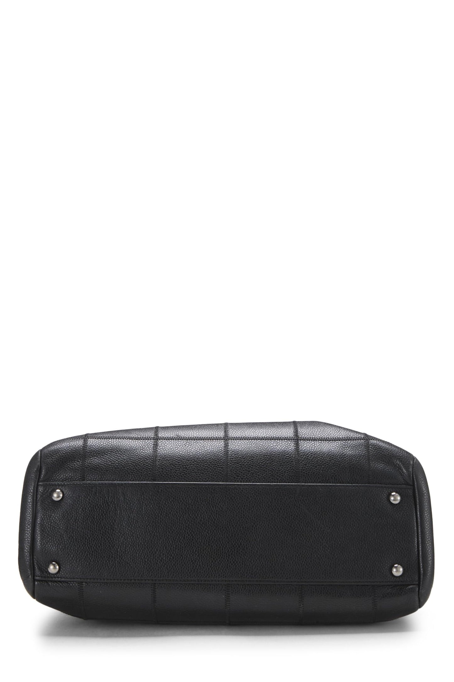 Chanel, sac fourre-tout en cuir de veau noir avec barre de chocolat d'occasion, noir