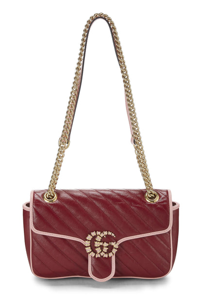 Gucci, sac à bandoulière GG Marmont Torchon en cuir rouge d'occasion, petit, rouge