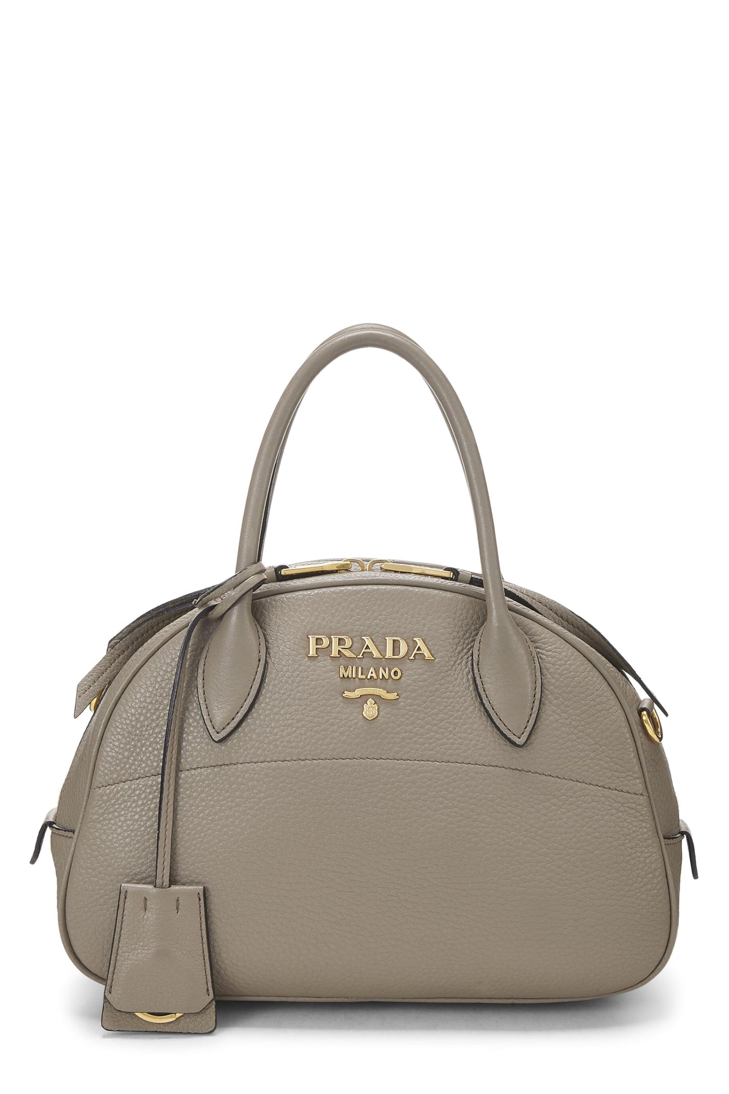 Prada, Bowler convertible pequeño Vitello Daino gris Pre-Loved, Gris