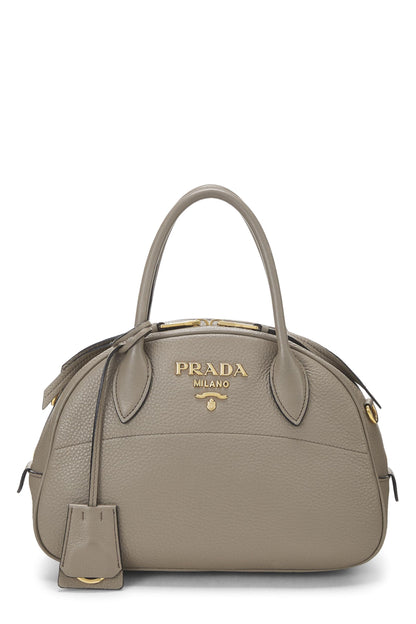 Prada, Pre-Loved Grey Vitello Daino Convertible Bowler Small, Grey