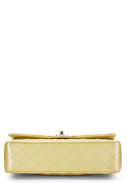 Chanel, Pre-Loved Iridescent Yellow Caviar Classic Double Flap Medium, Yellow