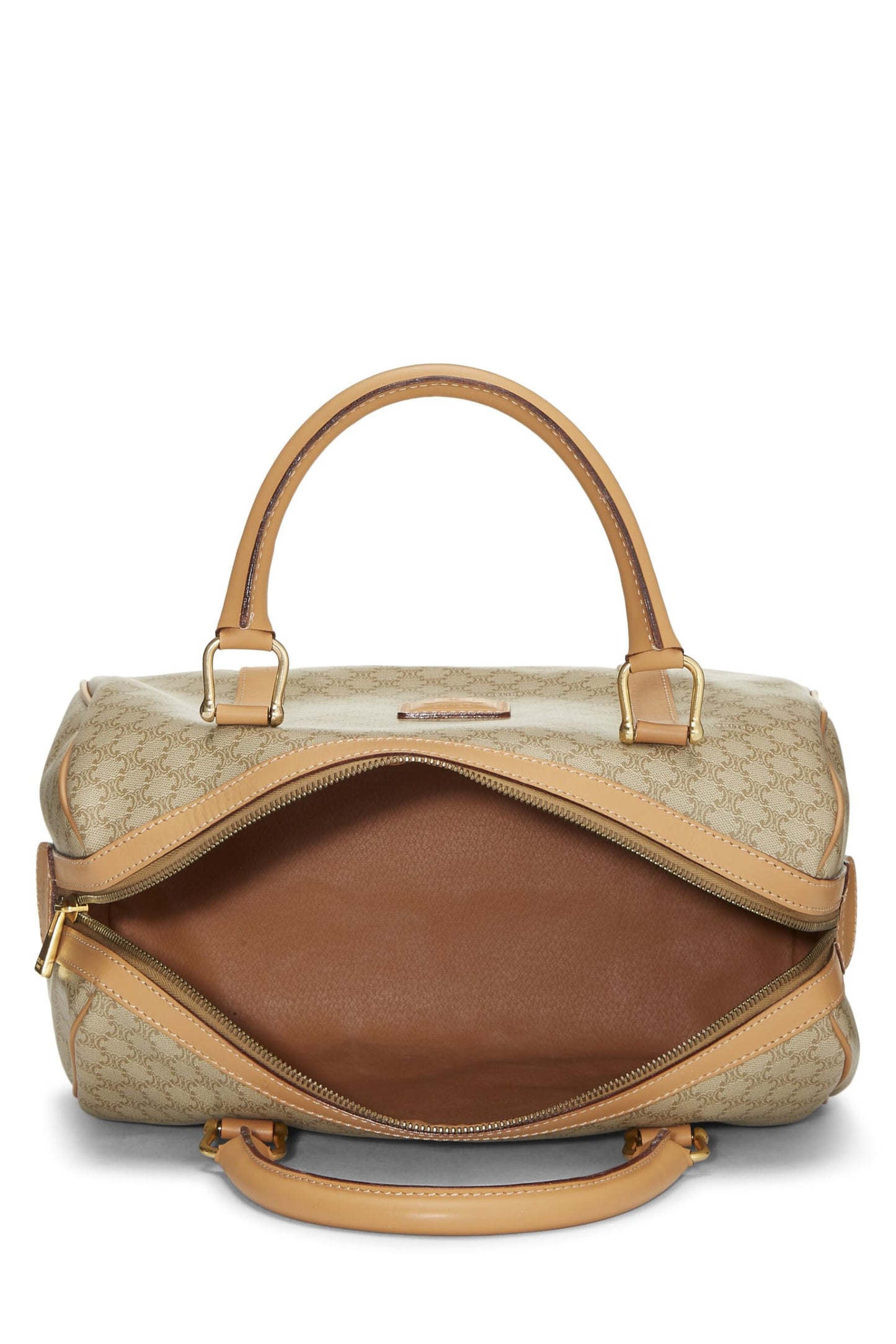 Céline, Bolso de mano de lona revestida de macadán beige Pre-Loved, Beige