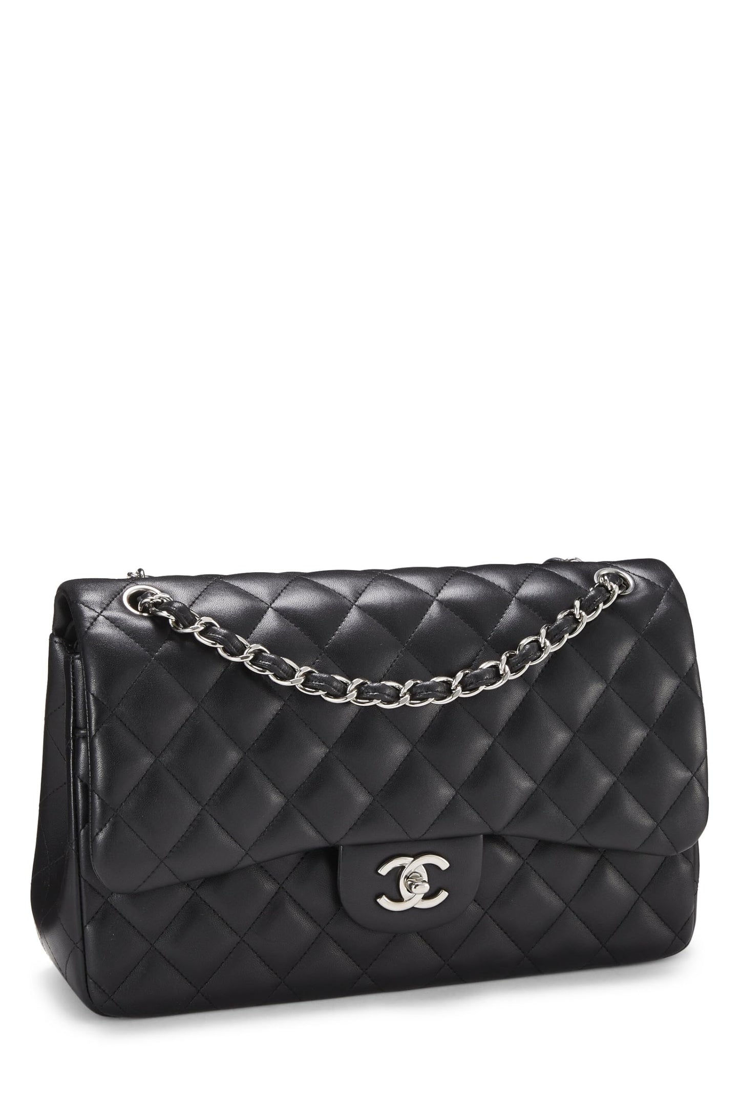 Chanel, Pre-Loved Black Quilted Lambskin New Classic Double Flap Jumbo, Black