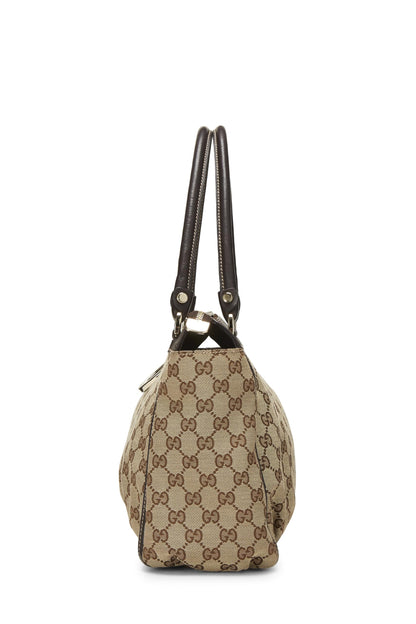 Gucci, sac fourre-tout zippé Abbey en toile GG d'origine d'occasion, marron