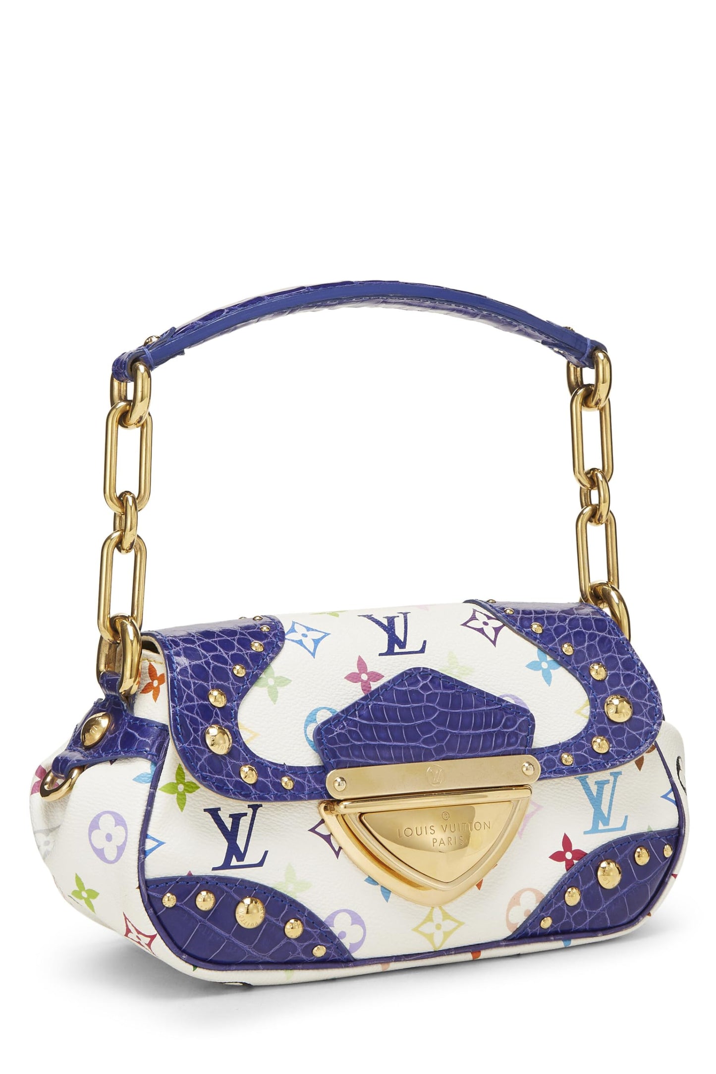 Louis Vuitton, Pre-Loved Takashi Murakami x Louis Vuitton White Monogram Multicolore Croc Marilyn, Blue