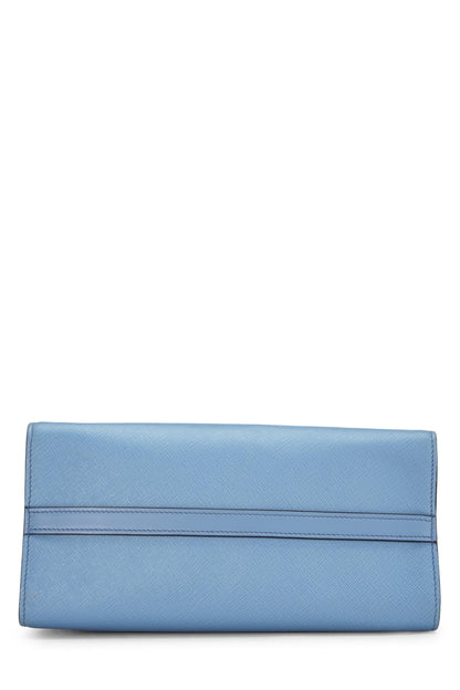 Prada, sac Paradigme en cuir Saffiano bleu d'occasion, petit modèle, bleu