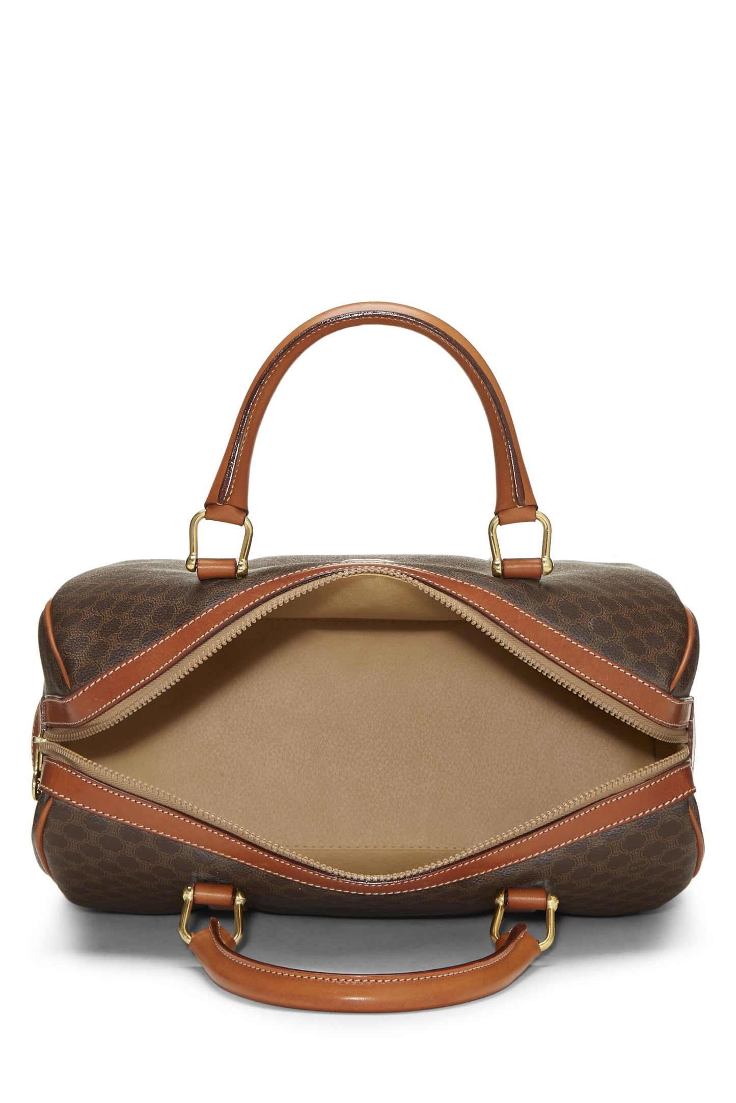 Céline, Pre-Loved Brown Coated Canvas Macadam Boston, Brown