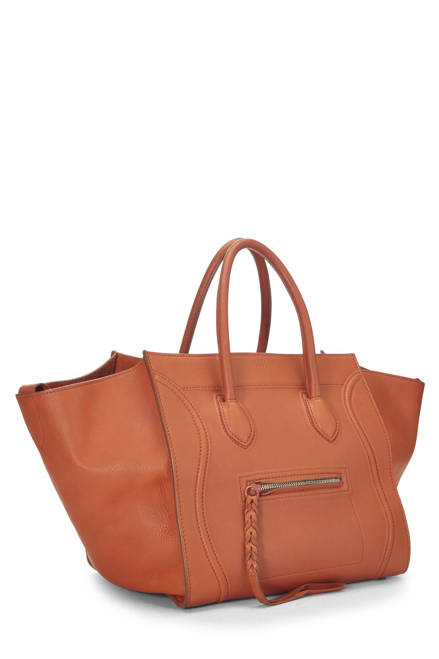 Céline, Phantom mediano de cuero naranja Pre-Loved, Naranja