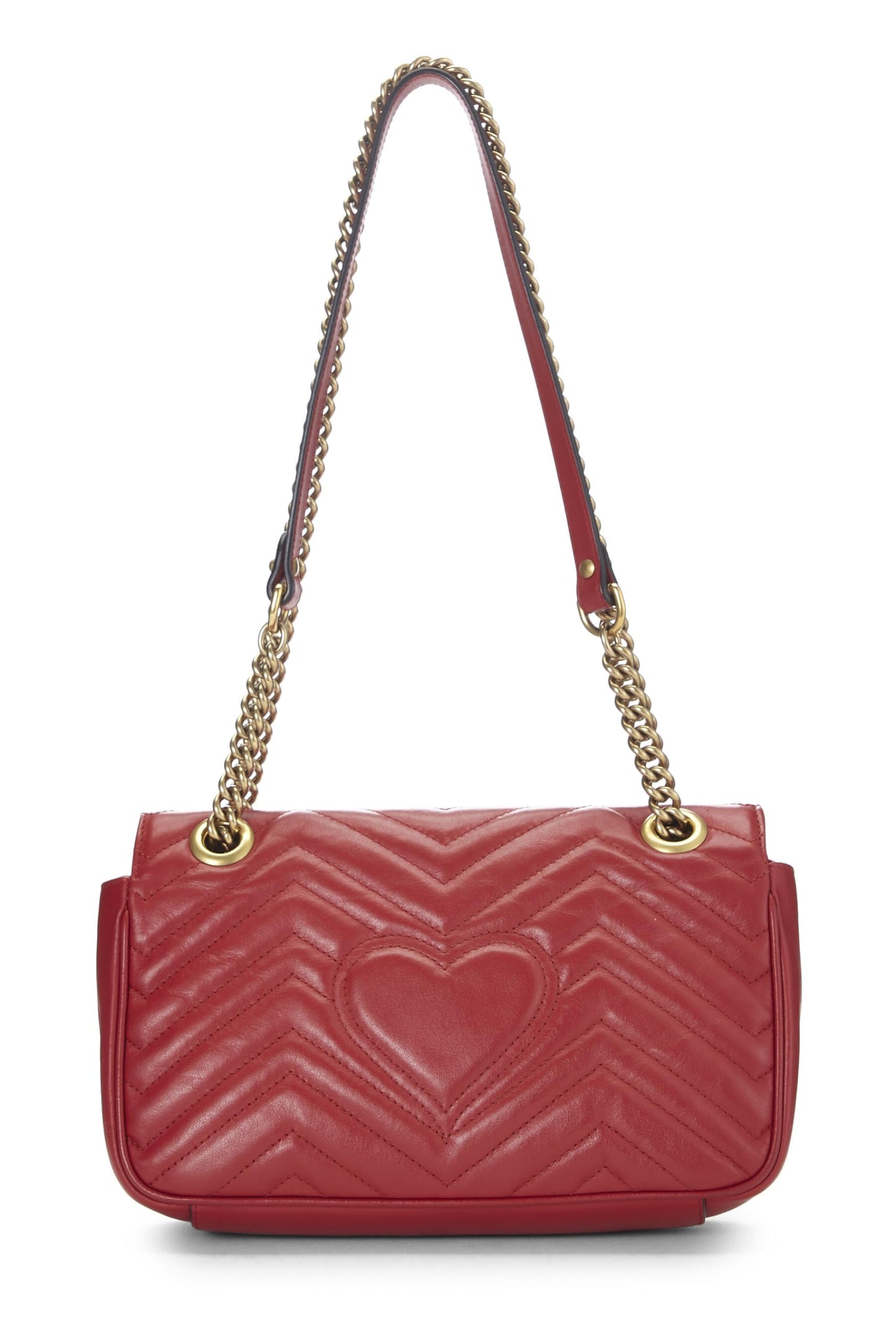 Gucci, Bolso de hombro pequeño GG Marmont de cuero rojo Pre-Loved, Rojo