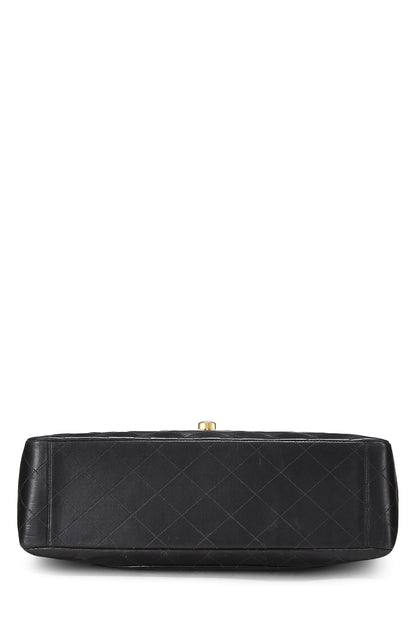 Chanel, Pre-Loved Black Quilted Lambskin Half Flap Maxi, Black