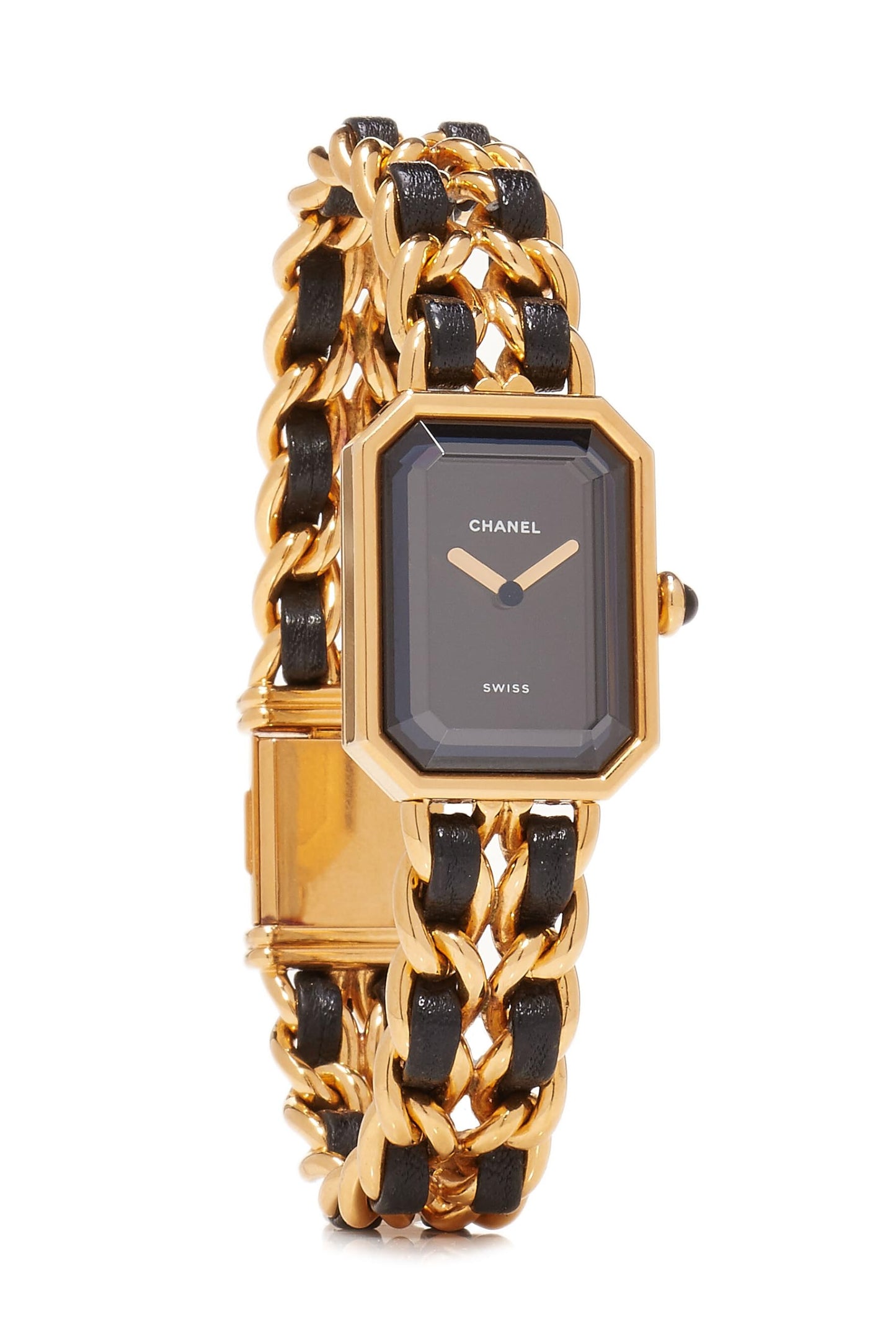 Chanel, Pre-Loved Gold & Black Leather Premiere Watch XL, Black