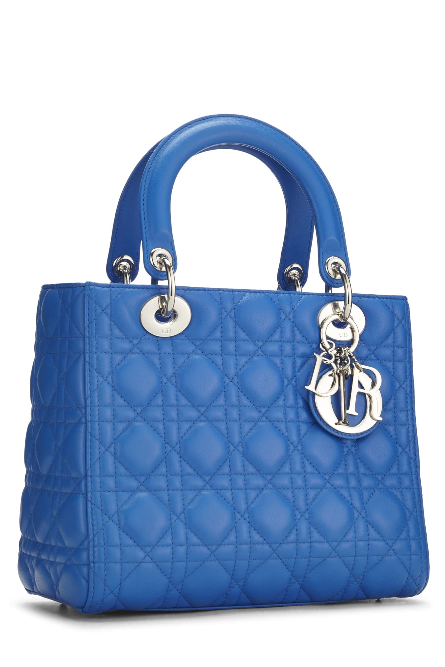 Dior, Pre-Loved Blue Cannage Piel de cordero acolchada Lady Dior Medium, Azul