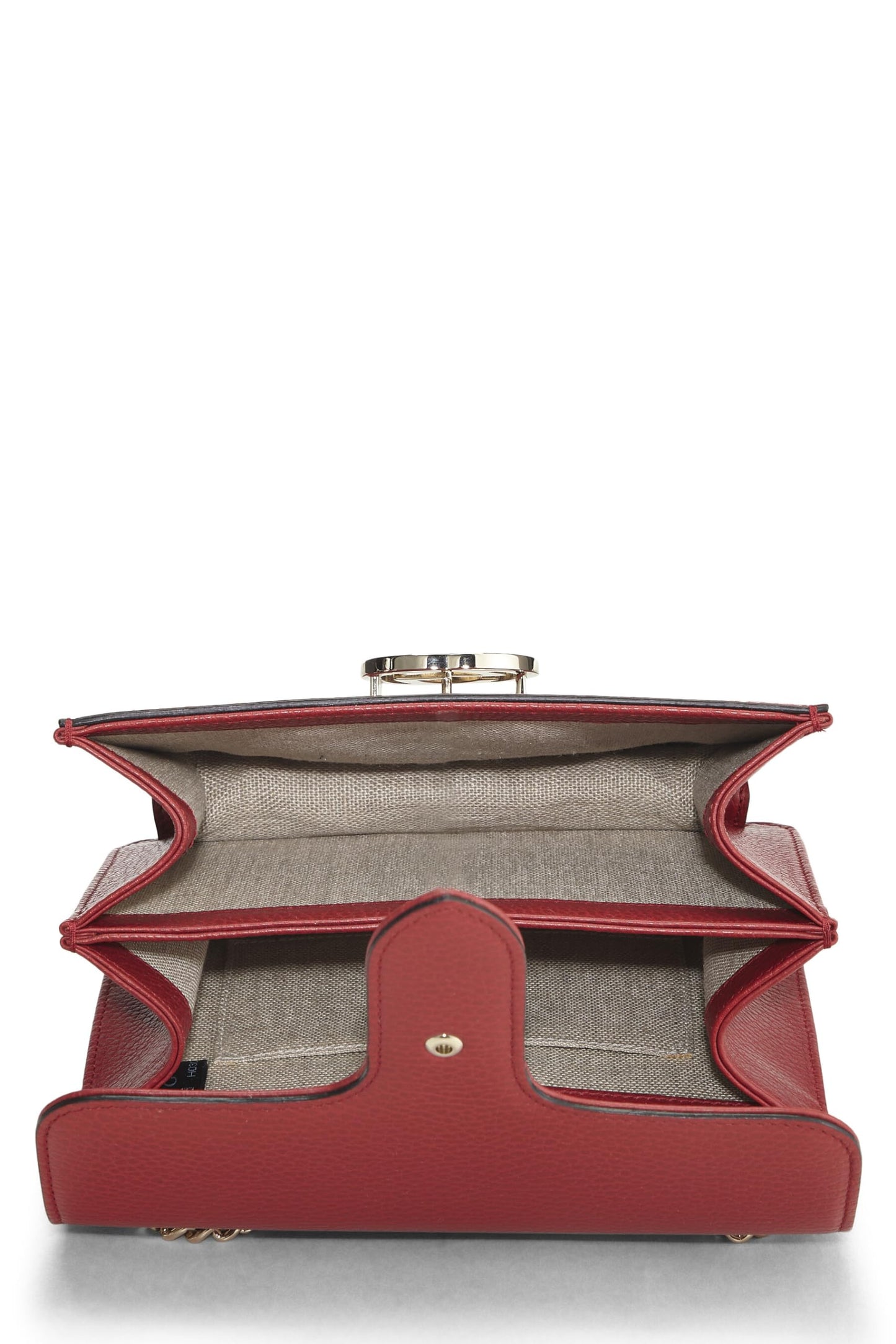 Gucci, sac à bandoulière entrelacé en cuir rouge d'occasion, petit modèle, rouge