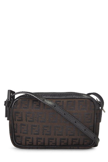 Fendi, Mini sac bandoulière en toile Zucchino marron d'occasion, marron