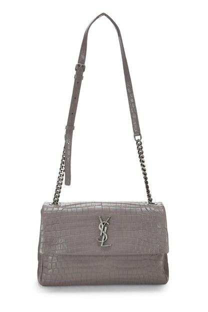 Yves Saint Laurent, West Hollywood gris à motif crocodile d'occasion, gris