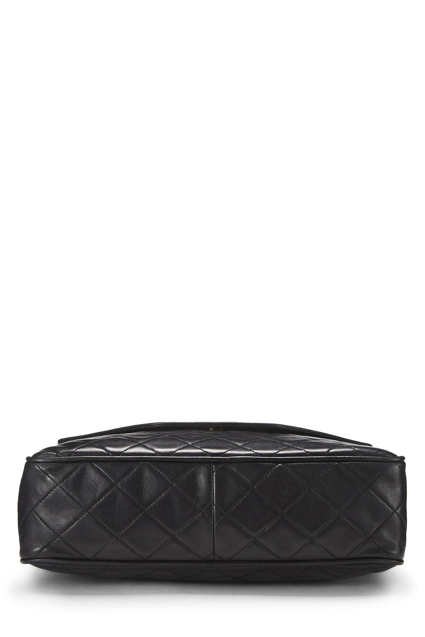 Chanel, sac à main de poche en cuir d'agneau matelassé noir, grand modèle, d'occasion