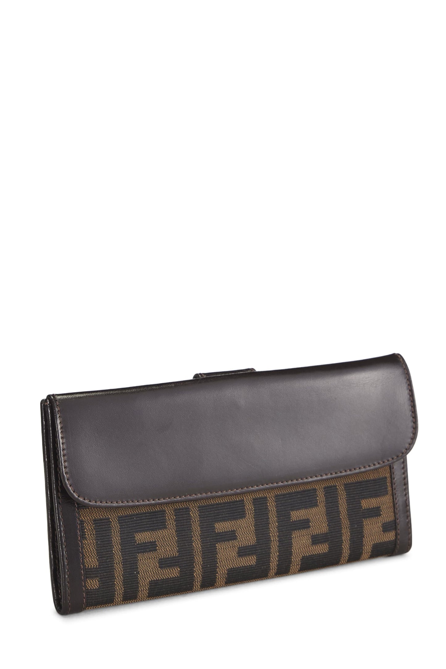 Fendi, portefeuille long en toile marron Zucca d'occasion, marron