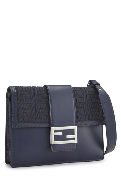 Fendi, Pre-Loved Navy Leather Flat Baguette Bag Medium, Navy