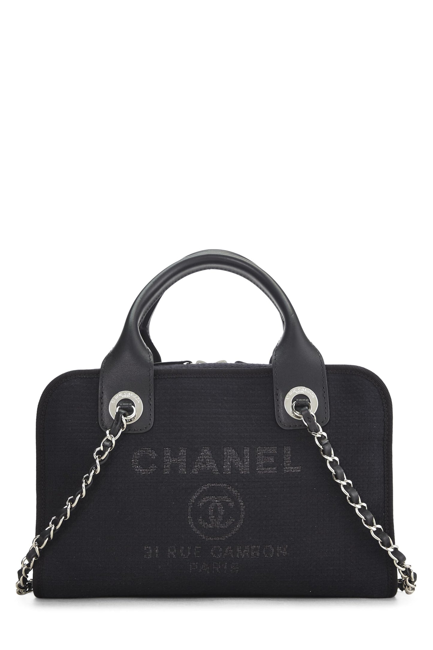 Chanel, Bombín Deauville de lona negra Pre-Loved, Negro