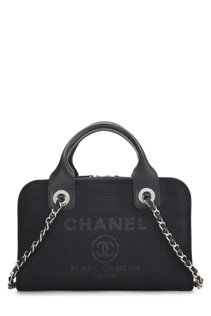 Chanel, Pre-Loved Black Canvas Deauville Bowler, Black