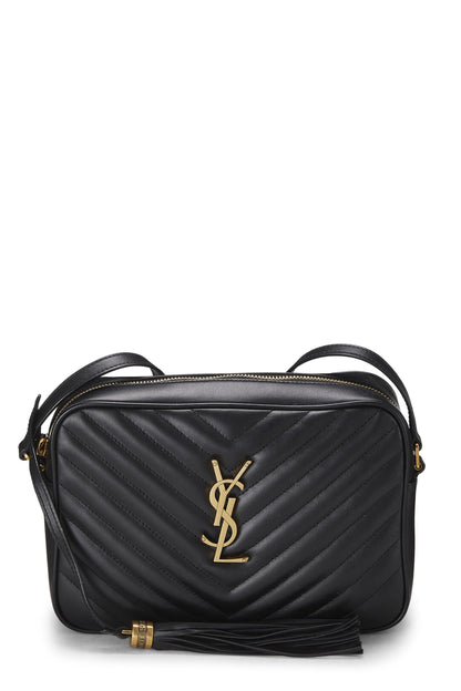 Yves Saint Laurent, sac à main Lou en cuir de veau matelassé noir d'occasion, noir