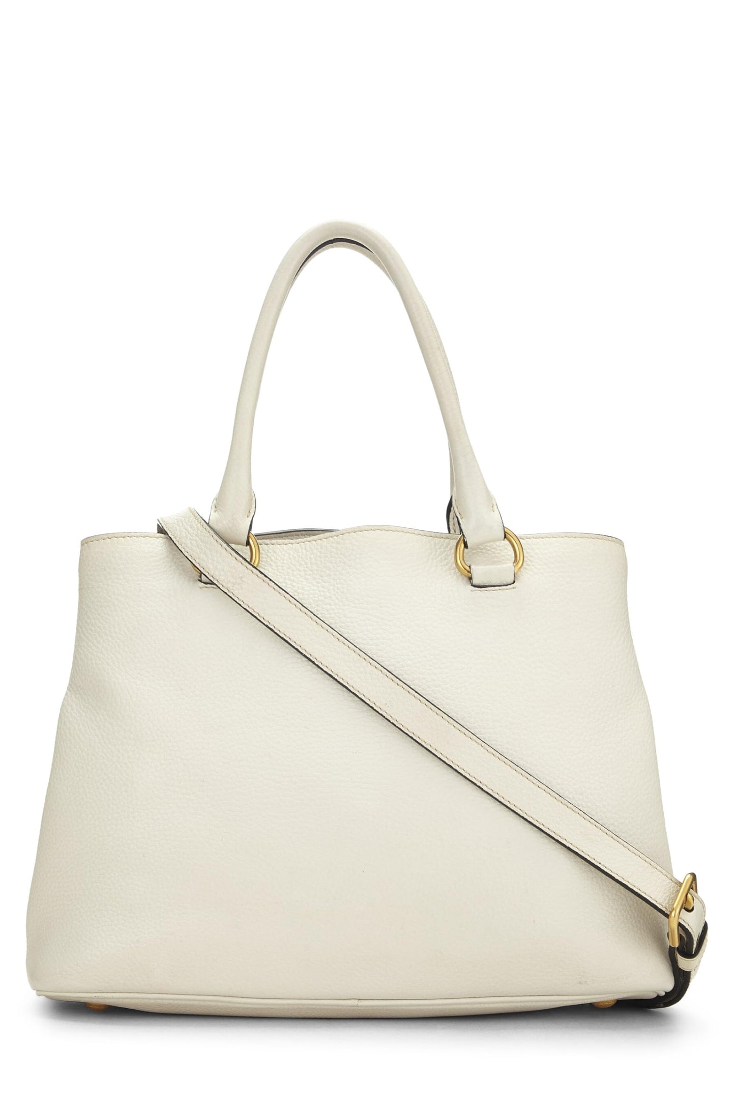 Prada, Asa superior convertible pequeña Vitello Daino Phenix blanca Pre-Loved, blanca