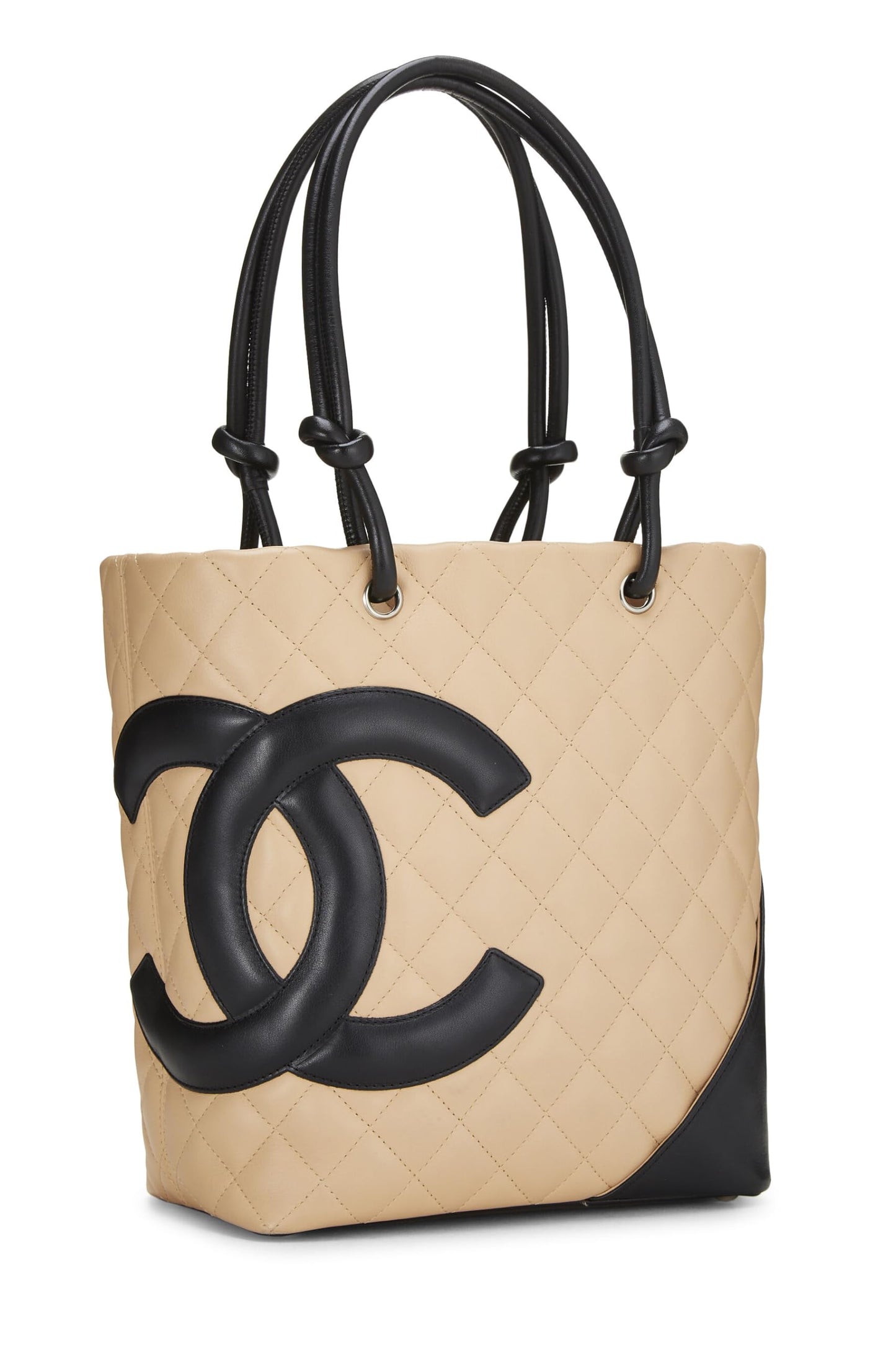 Chanel, Bolso tote pequeño Cambon Ligne de piel de becerro acolchado beige Pre-Loved, Beige