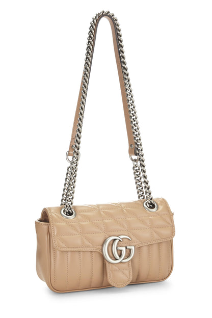 Gucci, sac à bandoulière GG Marmont en cuir beige d'occasion, beige