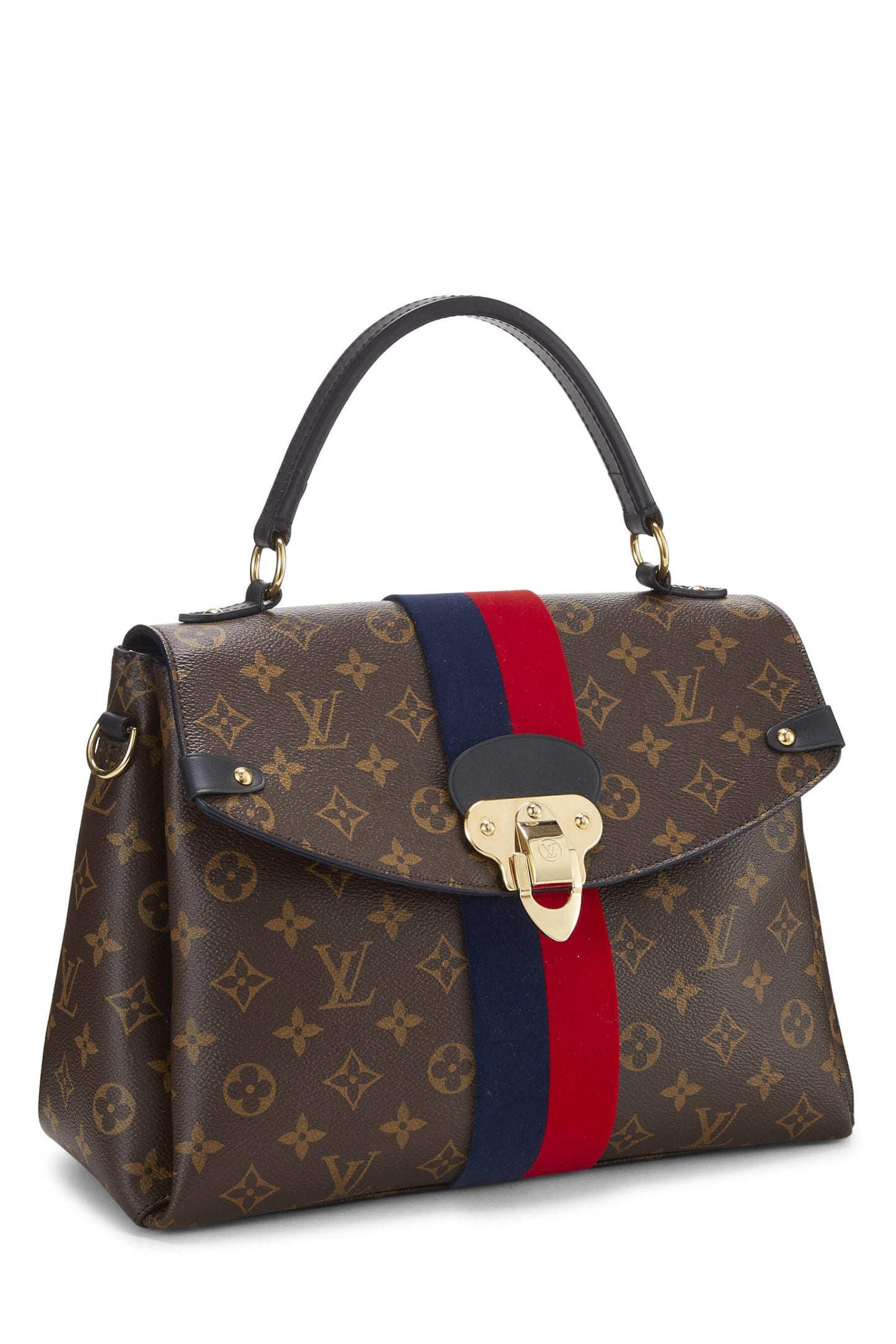 Louis Vuitton, Georges MM a rayas de lona con monograma Pre-Loved, Rojo