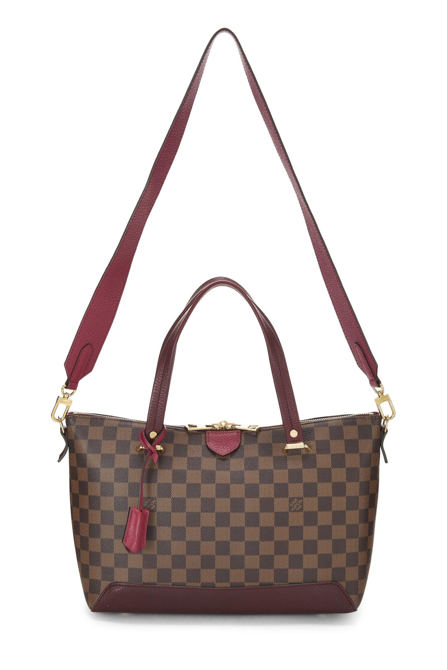 Louis Vuitton, sac fourre-tout Hyde Park Damier Ebene d'occasion, bordeaux