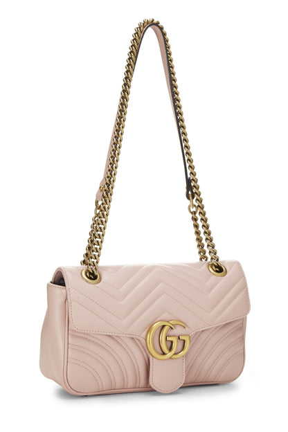 Gucci, Pre-Loved Pink Leather GG Marmont Shoulder Bag Small, Pink