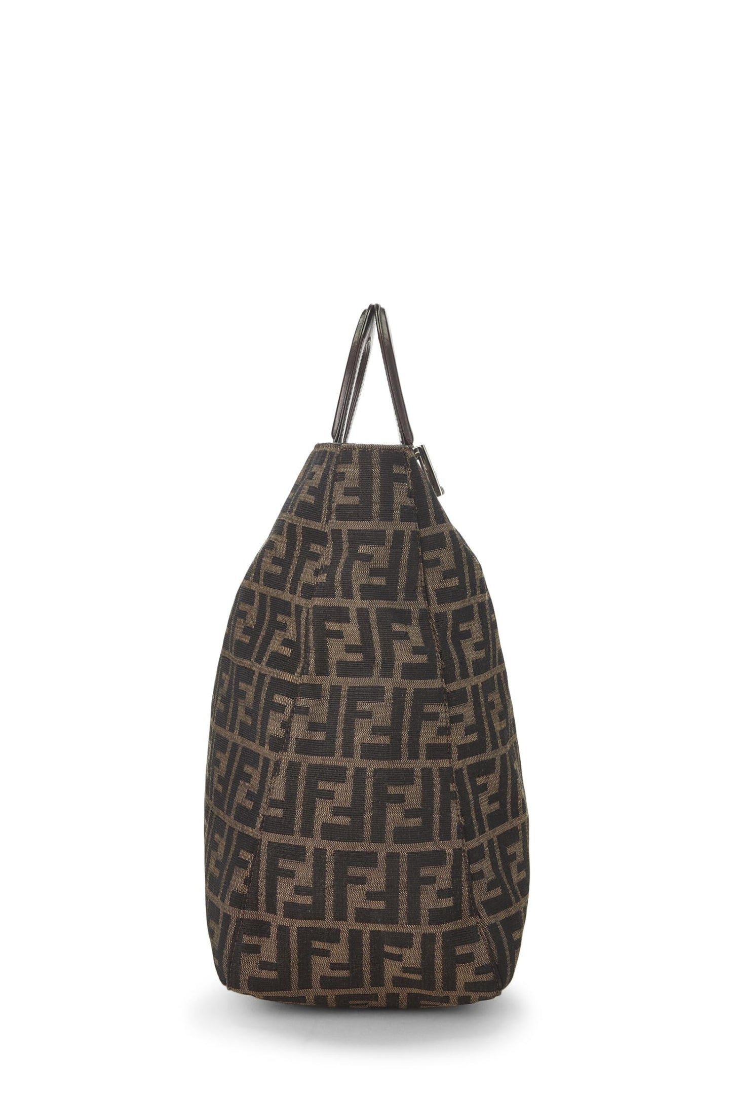 Fendi, sac à main en toile marron Zucca, grand modèle, d'occasion, marron