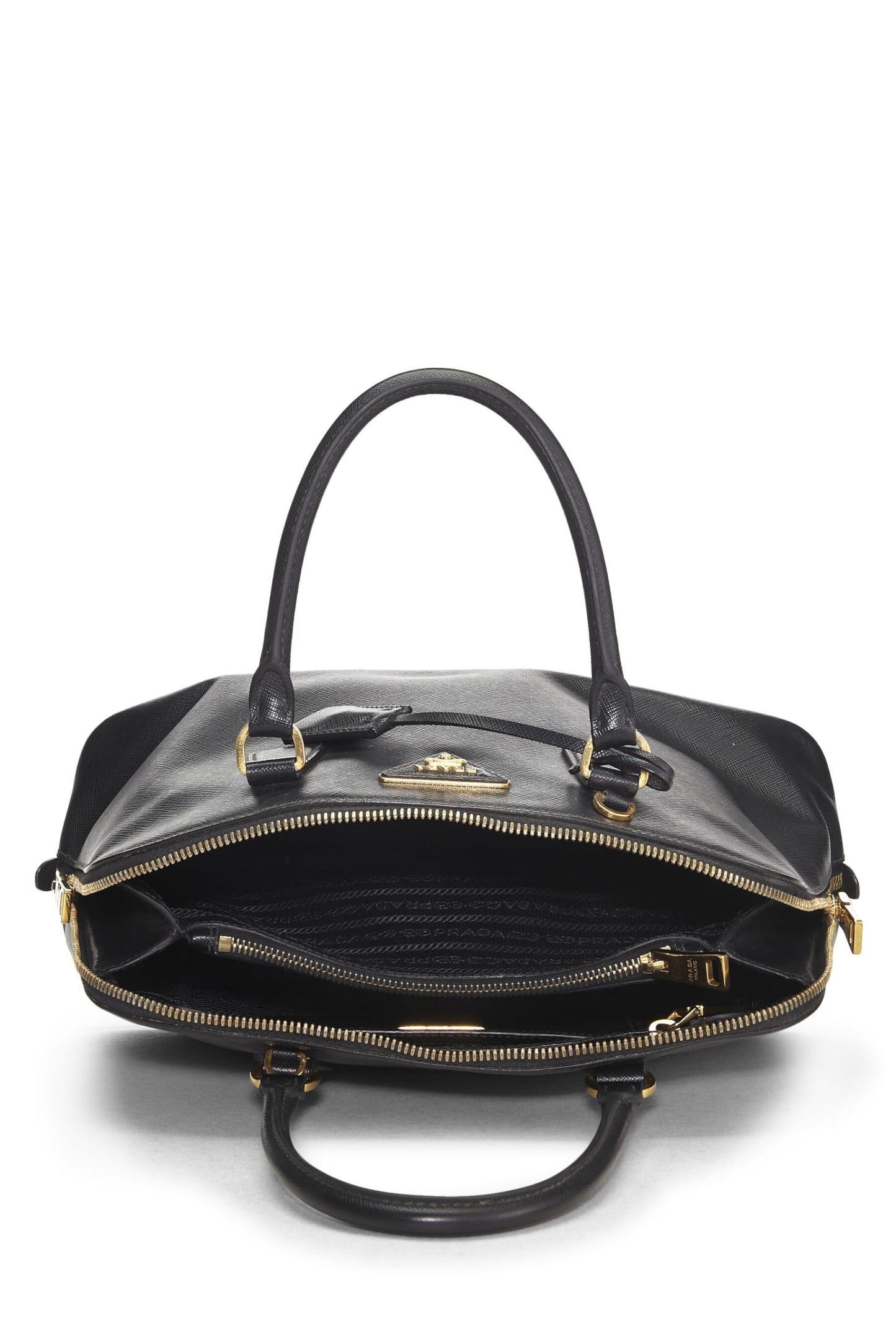 Prada, Promenade Small en cuir saffiano noir d'occasion, noir