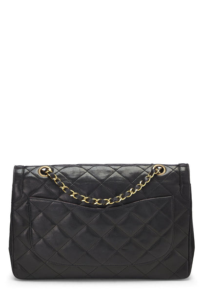 Chanel, Jumbo Double Flap en cuir d'agneau matelassé noir d'occasion, édition limitée Paris, noir