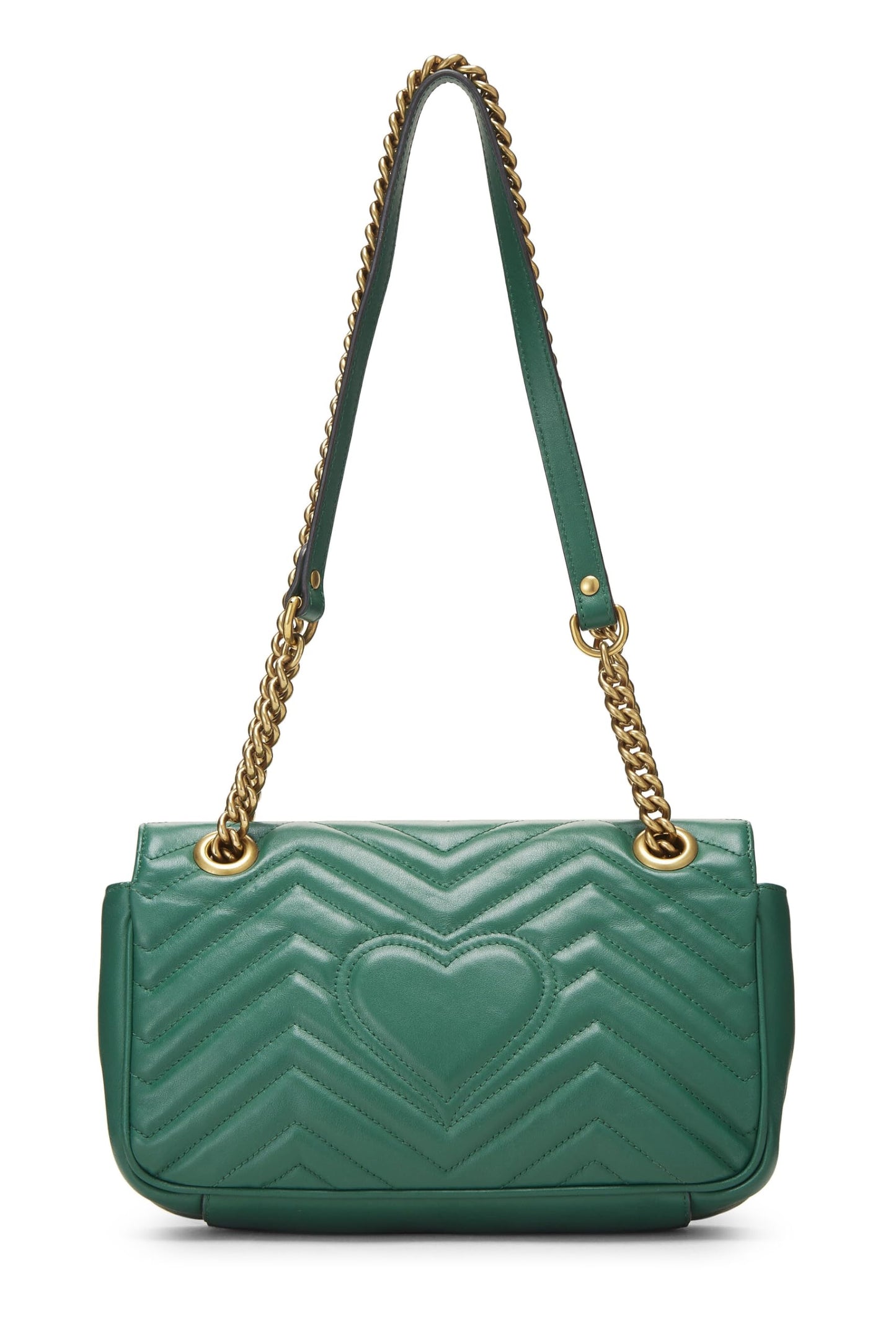 Gucci, sac à bandoulière GG Marmont en cuir vert d'occasion, petit modèle, vert