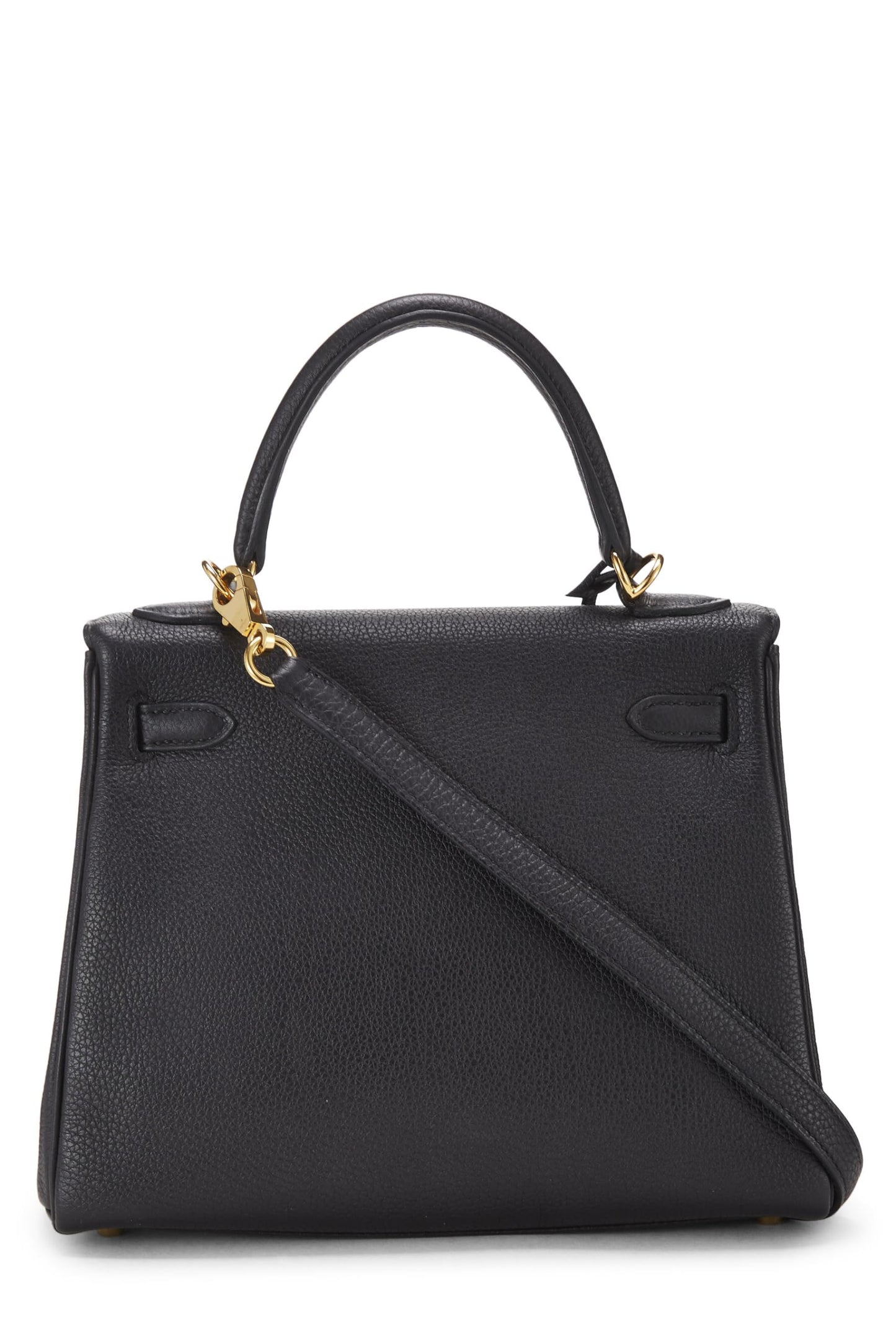 Hermès, Pre-Loved Black Togo Kelly Retourne 25, Negro