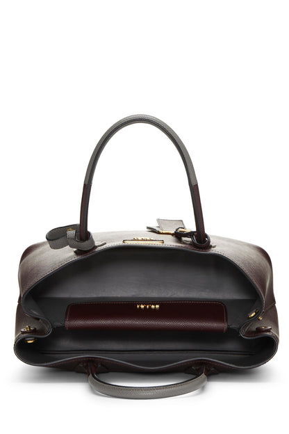 Prada, sac fourre-tout double taille moyenne en saffiano violet d'occasion, violet